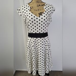 O'-Sher Retro Style Black and White Polka Dot Dress. Size 1X